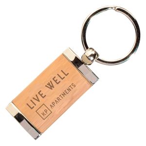 Chrome & Bamboo Keychain 