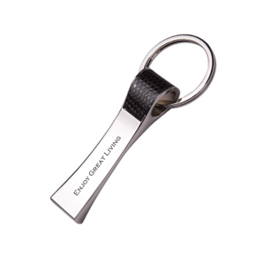 Leatherette Accent Metal Keychain