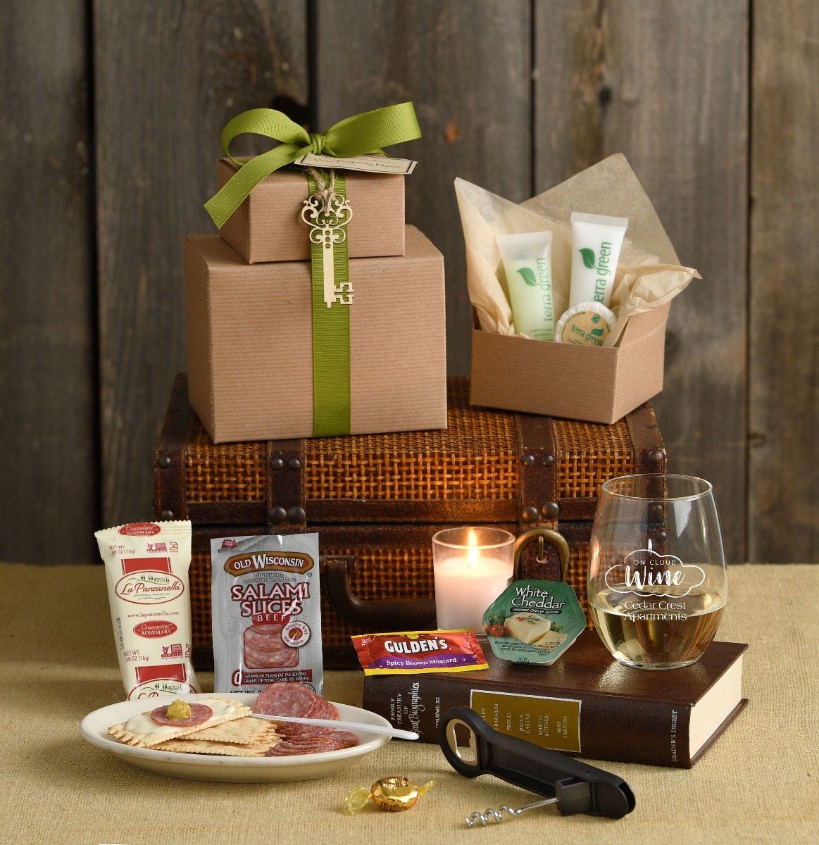 The Contentment Key with Votive candle & Drink Opener with Imprinting image